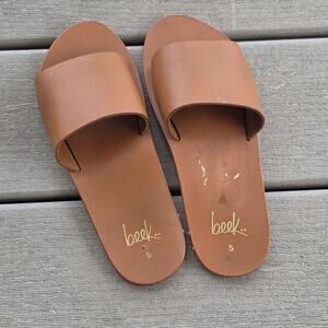 BEEK Gallito Womens Size 5 Brown Leather Slide Sandals Minimalist Flats